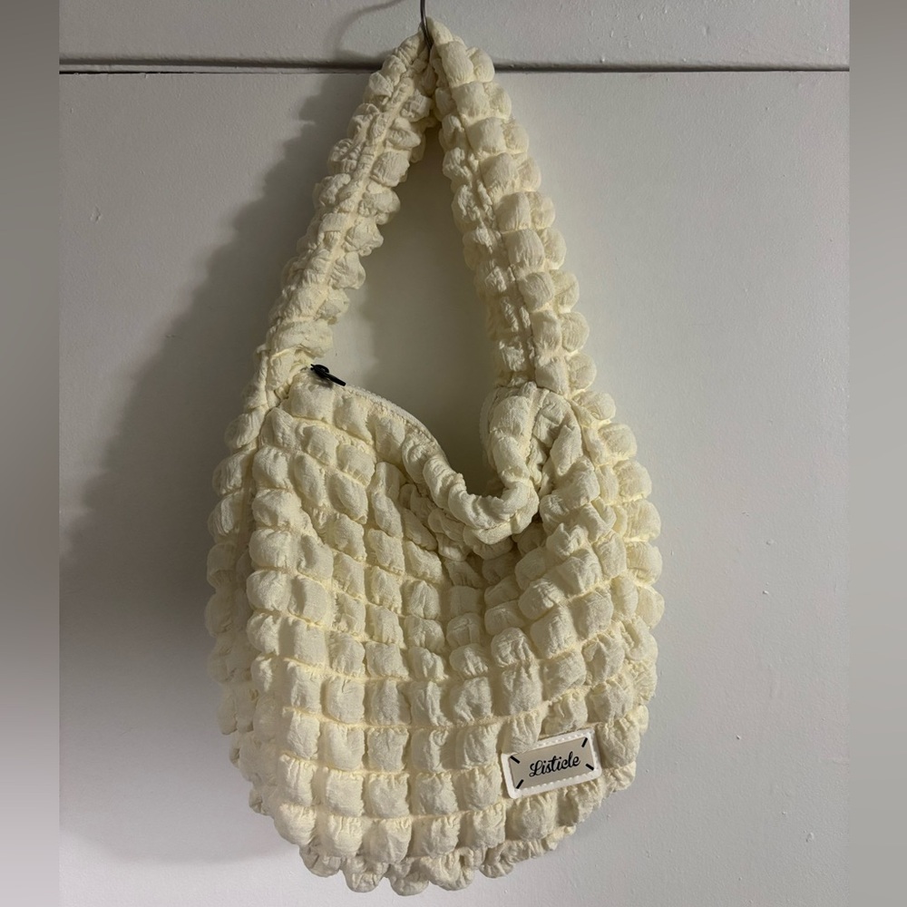 NWOT Listicle Cream Textured Puff Women's Bag
